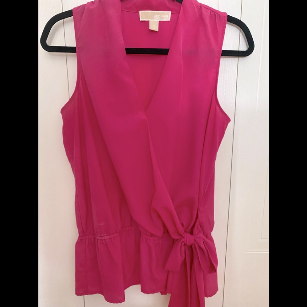 Michael Kors peplum wrap sleeveless top medium